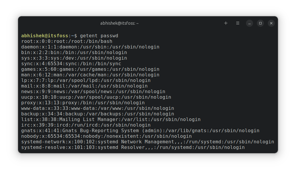 List Linux users with the getent command
