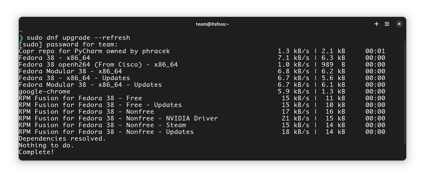 Upgrade installed packages using DNF refresh