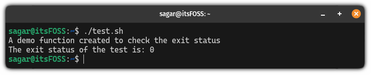 Check the exit status in bash