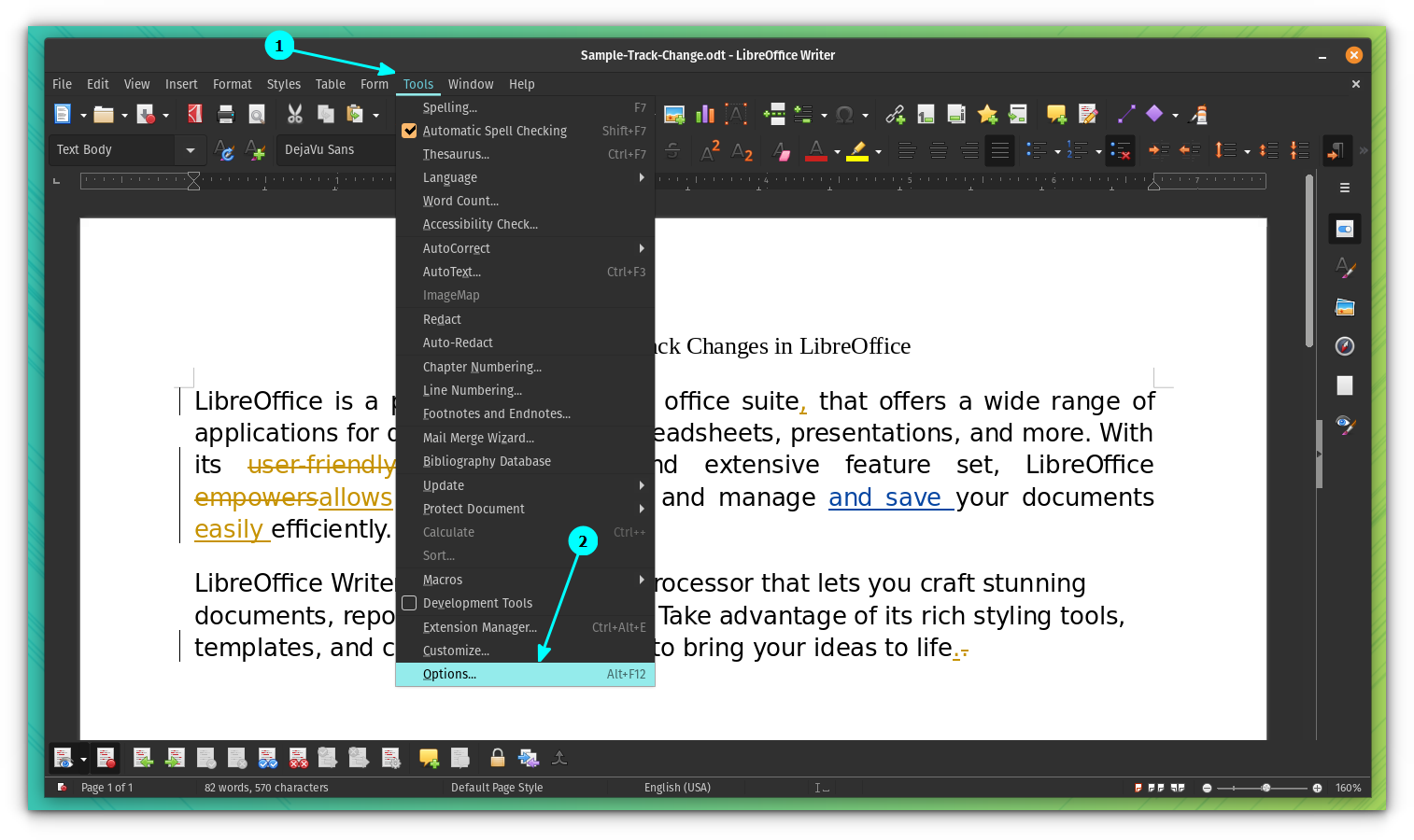 Select Options from Tools in LibreOffice Main Menu