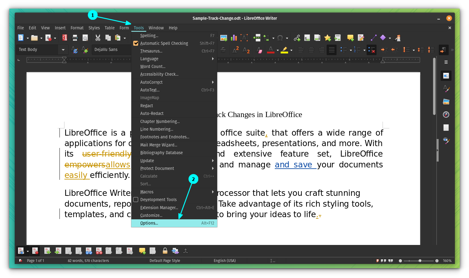 Tracking Changes and Version Management with LibreOffice