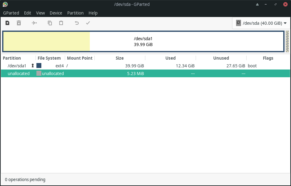 a screenshot of gparted