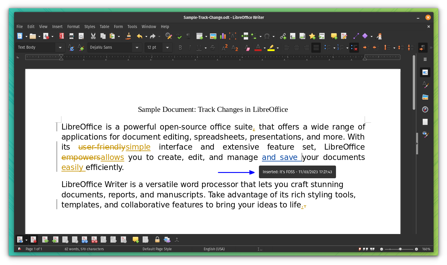 Tracking Changes and Version Management with LibreOffice