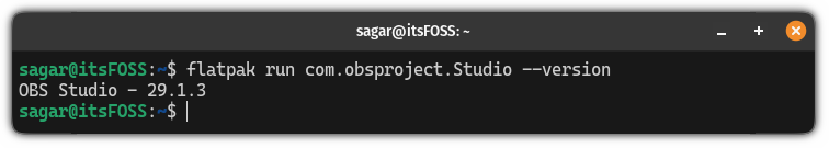 check the package version of flatpak application OBS Studio in Ubuntu