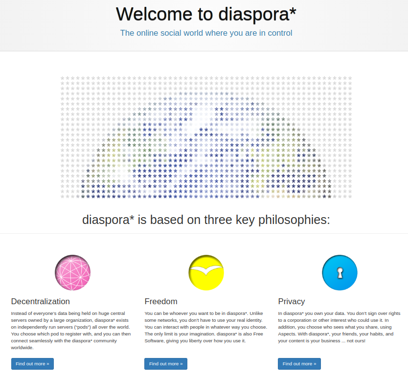 a screenshot of the diaspora* website