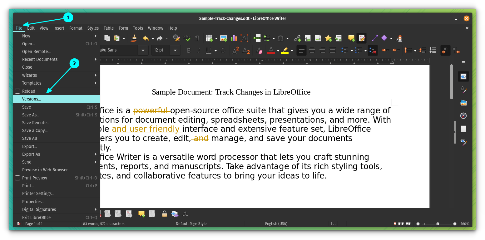 Tracking Changes and Version Management with LibreOffice