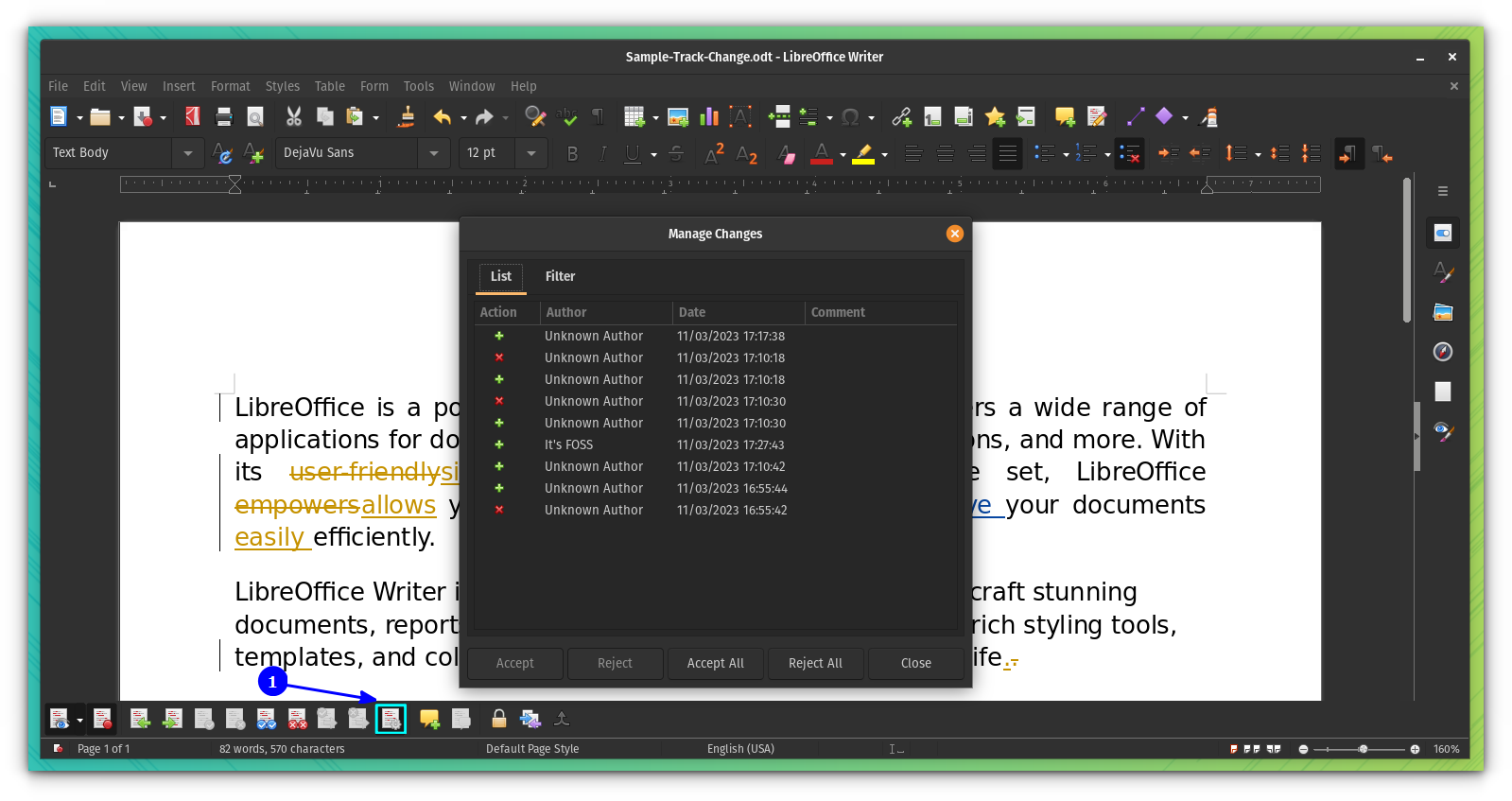 Tracking Changes and Version Management with LibreOffice