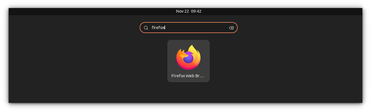 Open Firefox by searching for its name in Ubuntu Activities overview