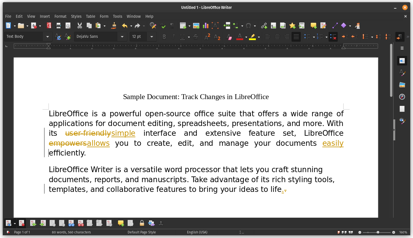 Tracking Changes and Version Management with LibreOffice