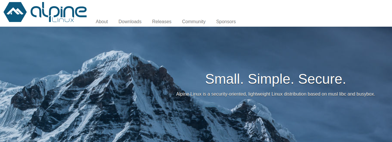 a screenshot of the alpine linux homepage