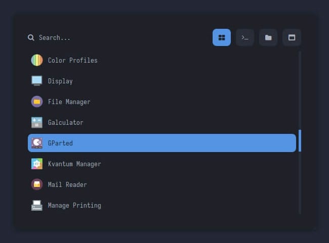 a screenshot of the archcraft app launcher