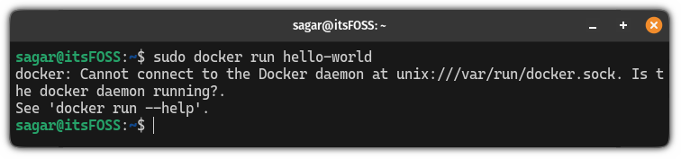 docker: Cannot connect to the Docker daemon at unix:///var/run/docker.sock. Is the docker daemon running?