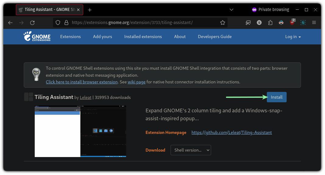 install tiling assistant in GNOME