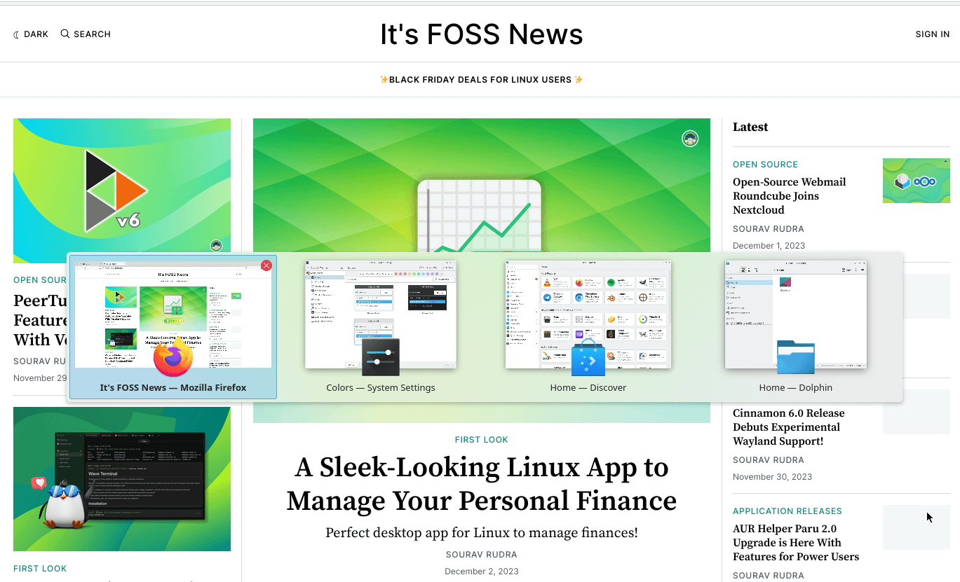 a screenshot of kde plasma 6 updated task switcher