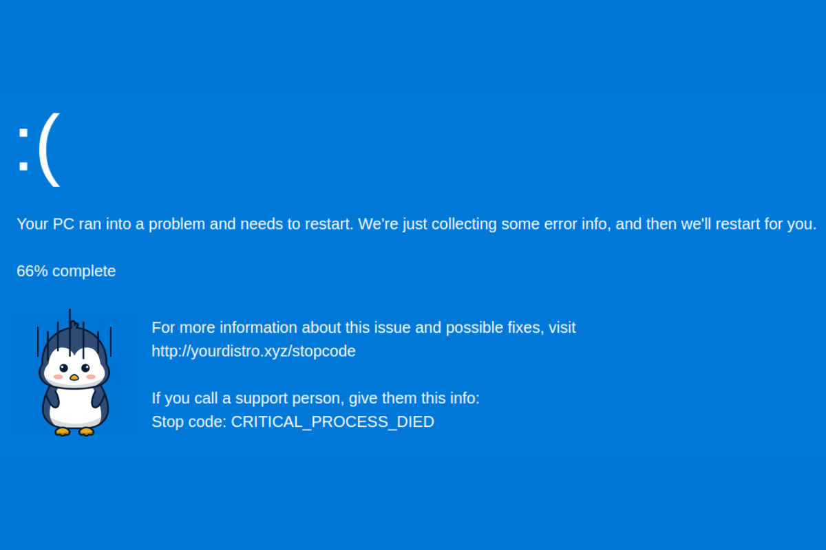a dummy screenshot of a linux bsod