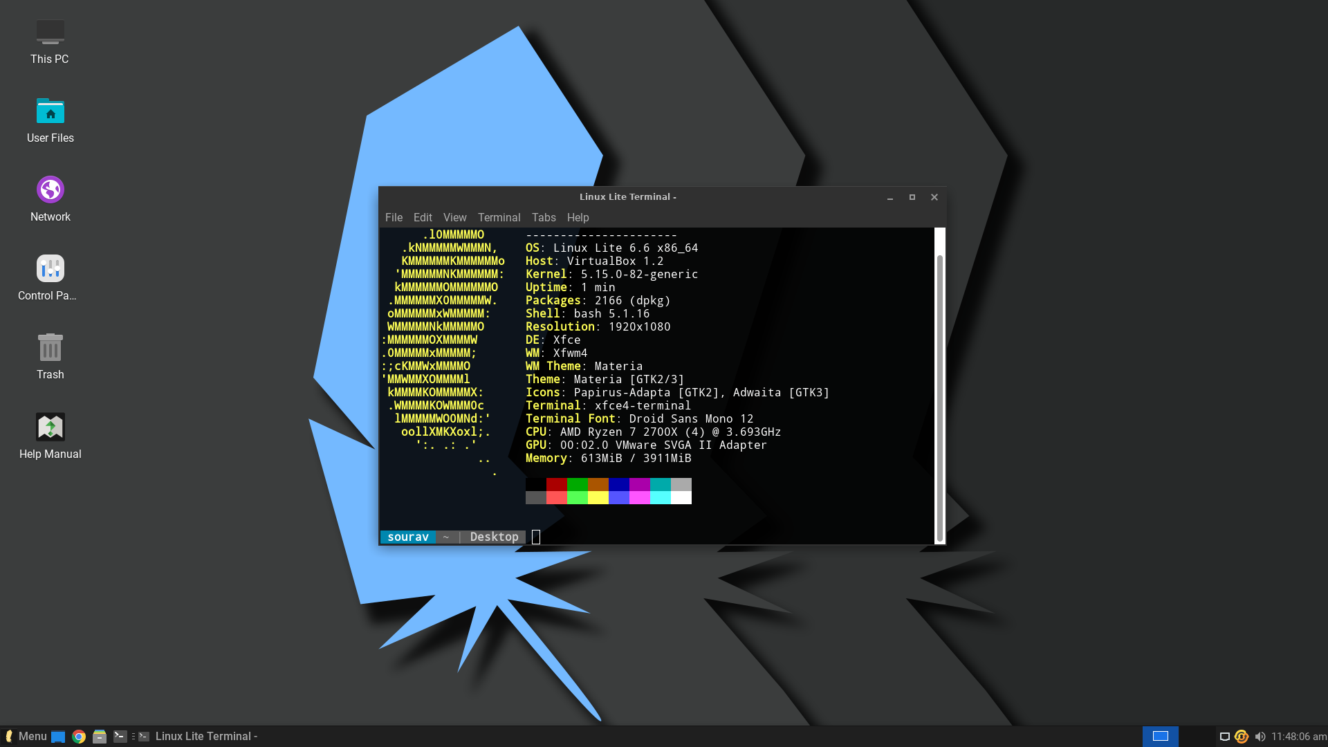 a screenshot of linux lite desktop