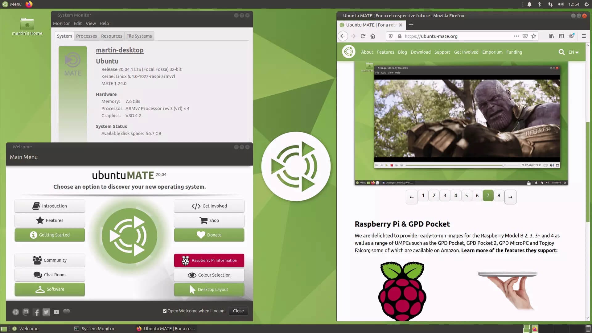 a screenshot of ubuntu mate for raspberry pi