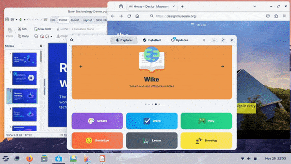 a demo of the new desktop cube in action on zorin os 17 beta