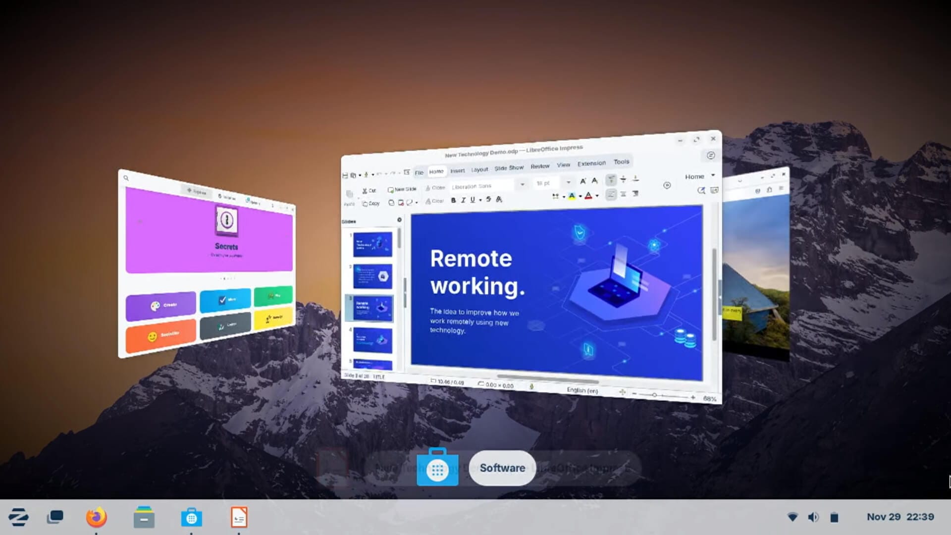 a screenshot of zorin os 17 beta spatial window switcher feature