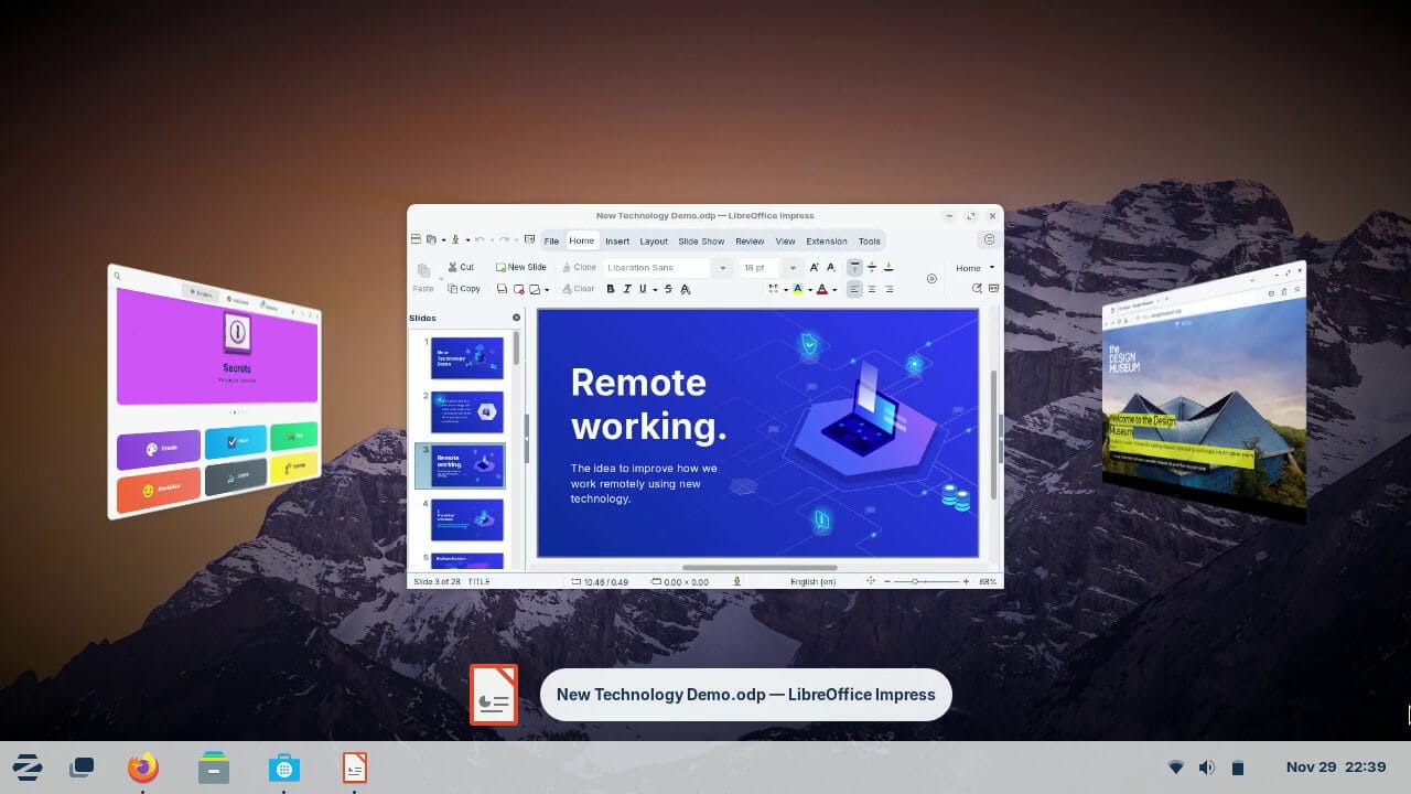 a screenshot of zorin os 17 spatial window switcher