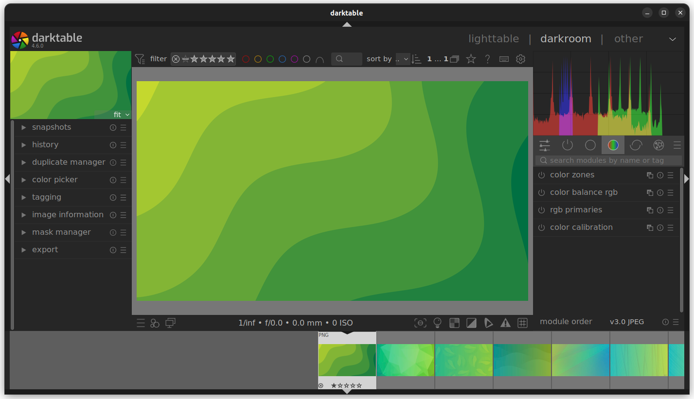 a screenshot of darktable 4.6.0
