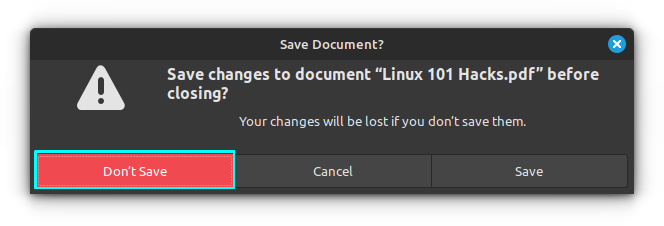 When try to close the edited document after exporting, LibreOffice will ask to save the file. 