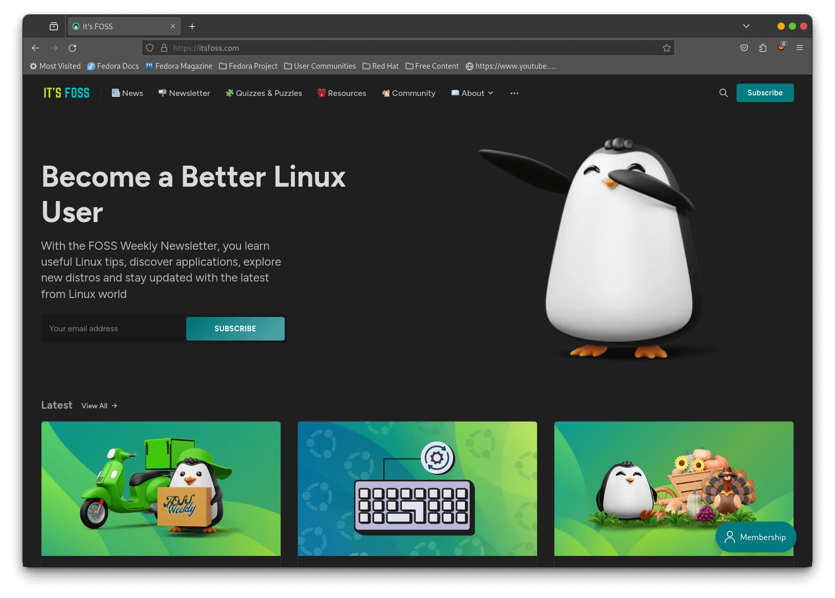 a screenshot of firefox browser featuring itsfoss.com