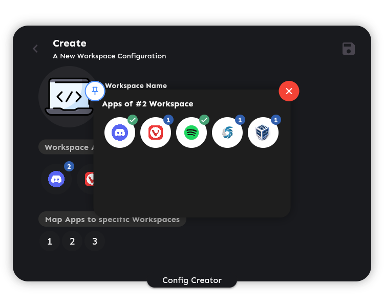a screenshot of the app fleet workspace number selection for apps