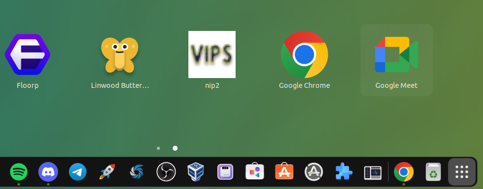 a screenshot of google meet app shortcut on ubuntu app launcher