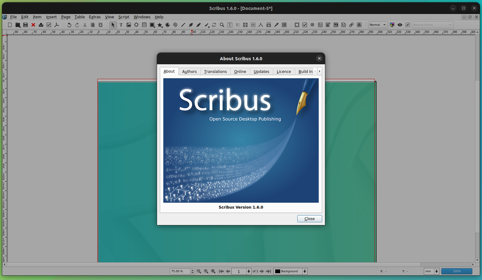 a screenshot of scribus 1.6.0
