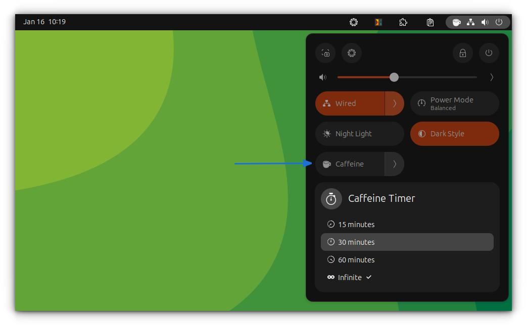 Caffeine GNOME Shell Extension