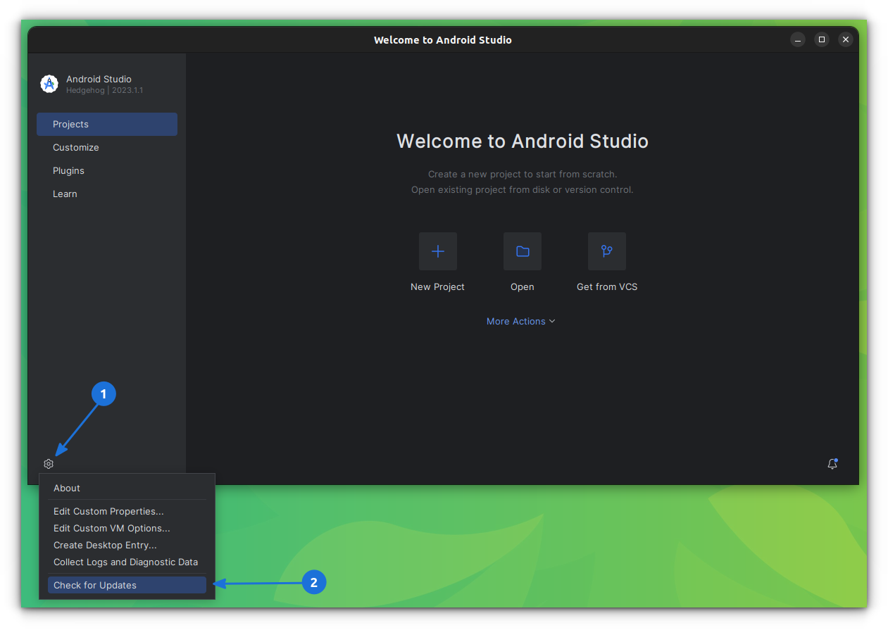 Click on Check for Updates in Android Studio
