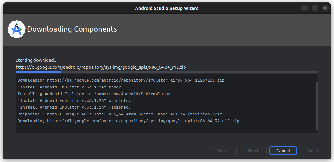 Downloading and Extracting files by Android Studio Setup