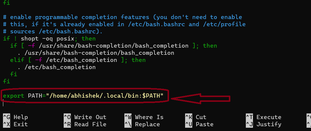 Adding PATH to bashrc