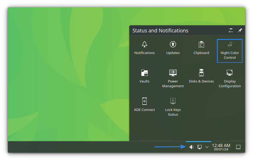 Select Night Color Control from KDE Settings