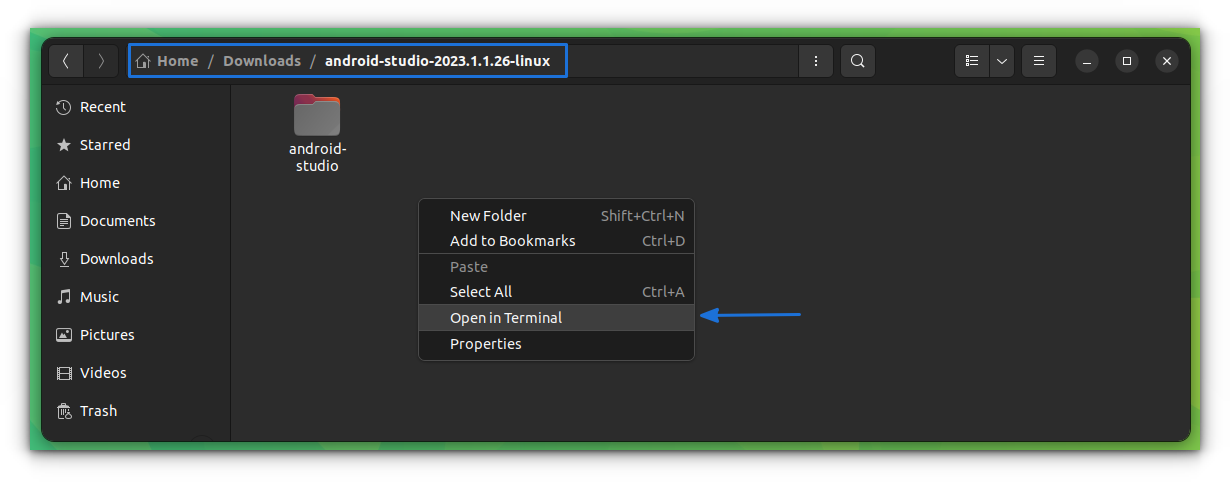 Open a terminal inside the extracted directory.