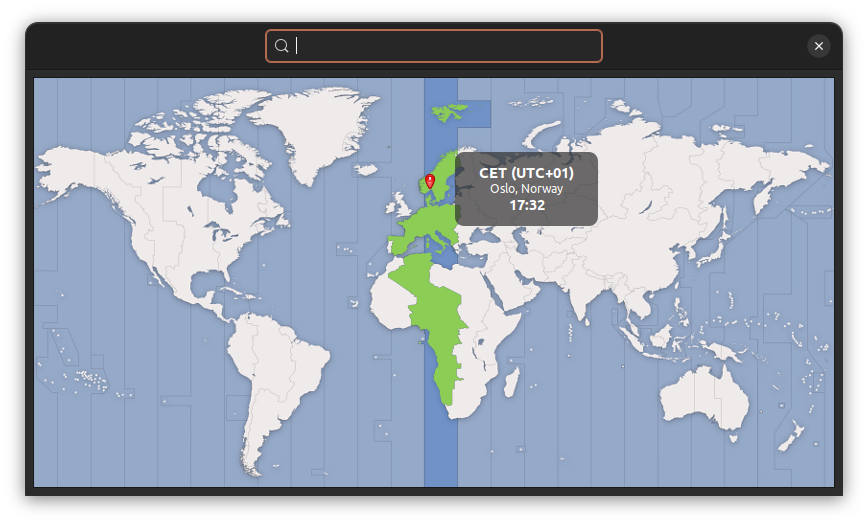 Select a timezone by clicking on the interactive map.