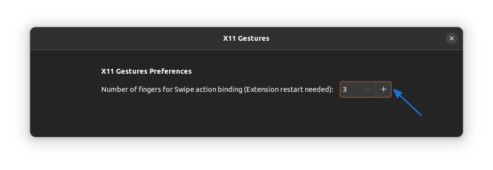 Set number of fingers you need to use on X11-gestures settings