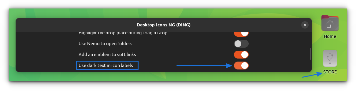 Make the label text of desktop icons dark color for better visibility in light backgrounds.
