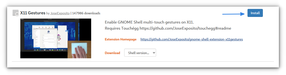 Enable X11 Extensions from GNOME Shell Extensions website