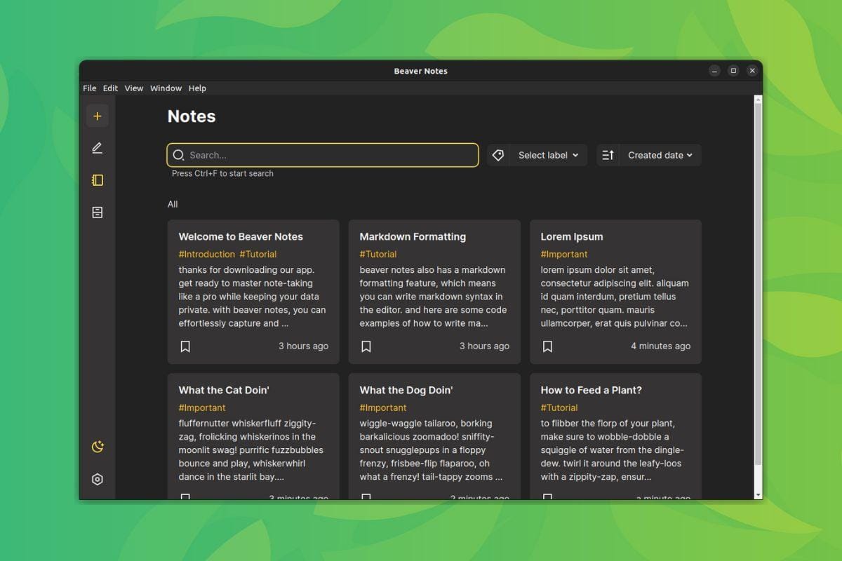 a screenshot of beaver notes