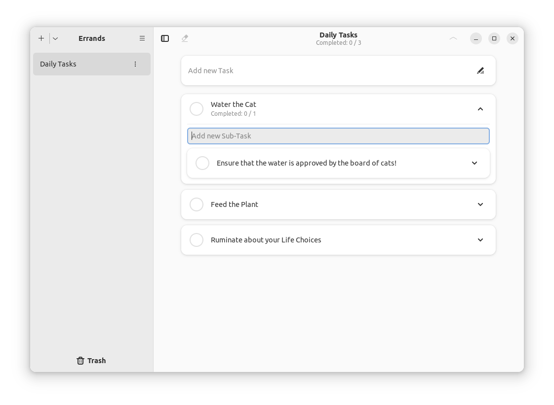a screenshot of errands sub task creation