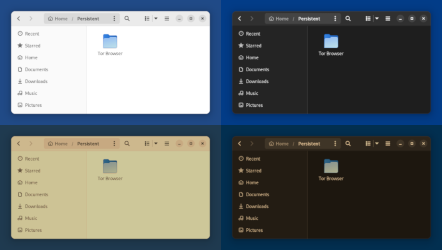 a screenshot of tails 6.0 display modes