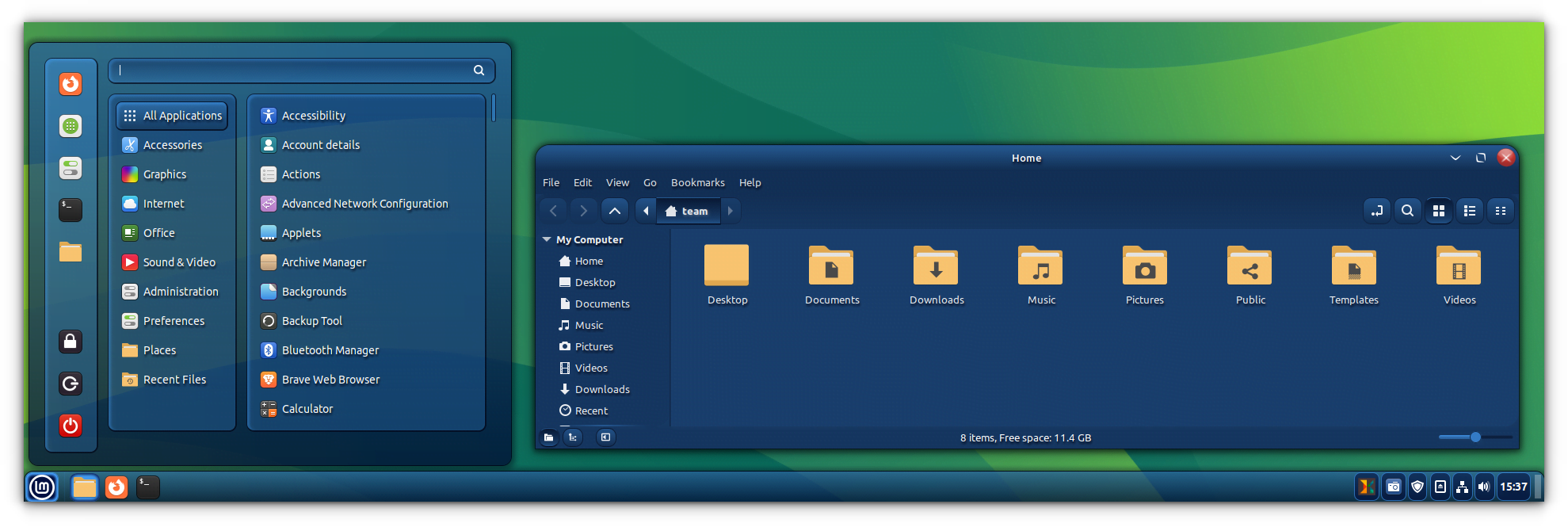 A New theme is applied to the desktop and applications in Cinnamon Desktop