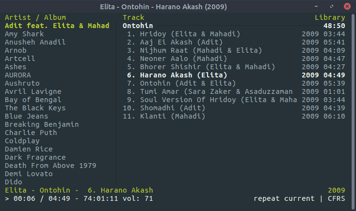 CMUS is a terminal-based music player