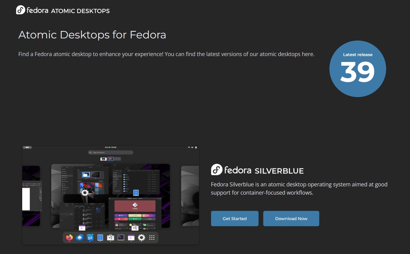fedora atomic website screenshot