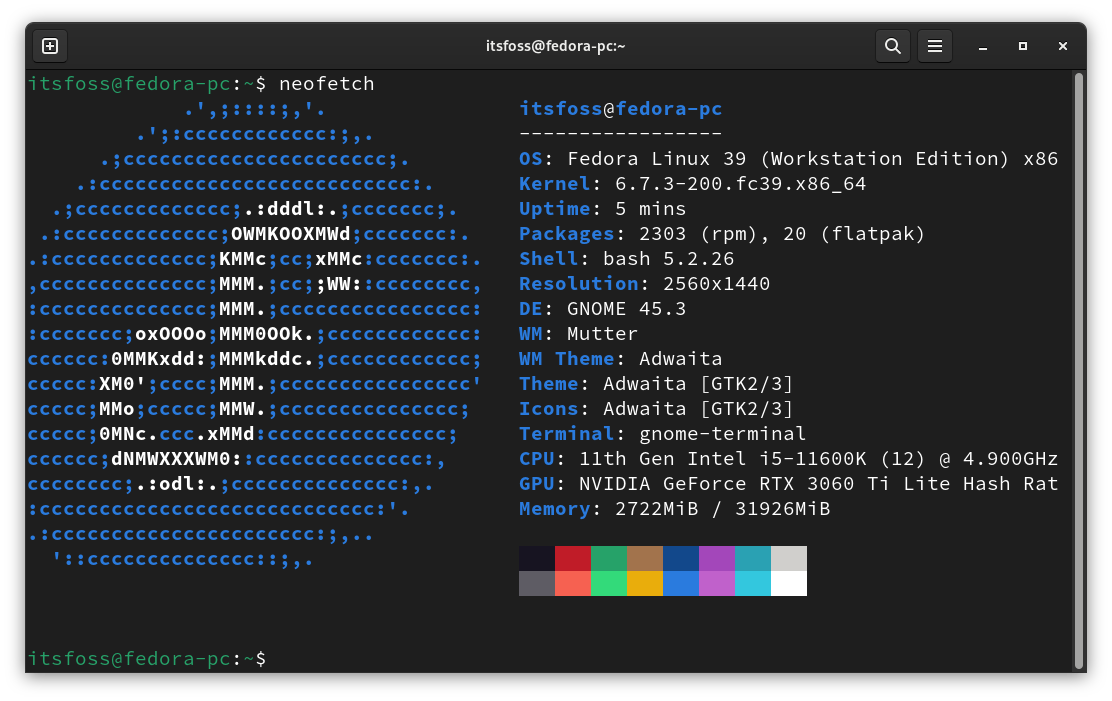 fedora neofetch