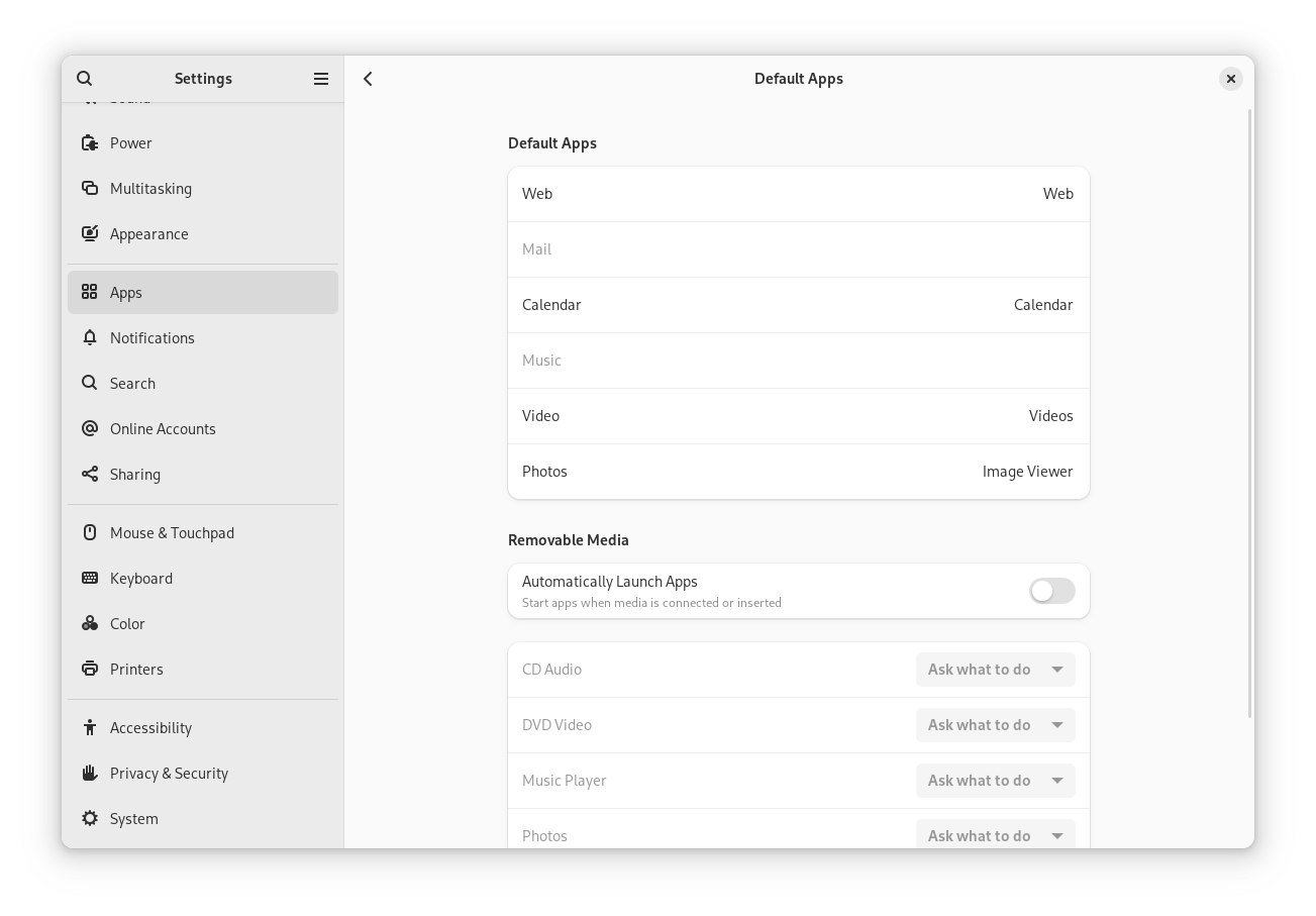 gnome 46 apps settings