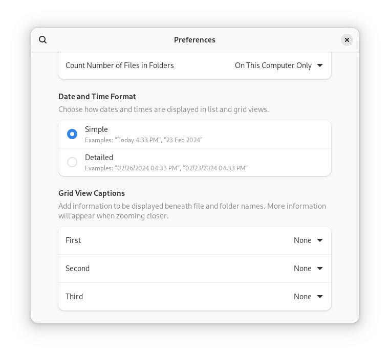 gnome 46 file date/time settings