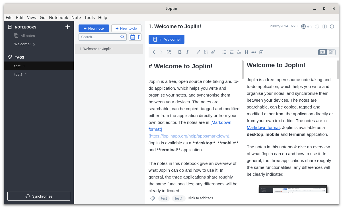 jopline note taking app screenshot